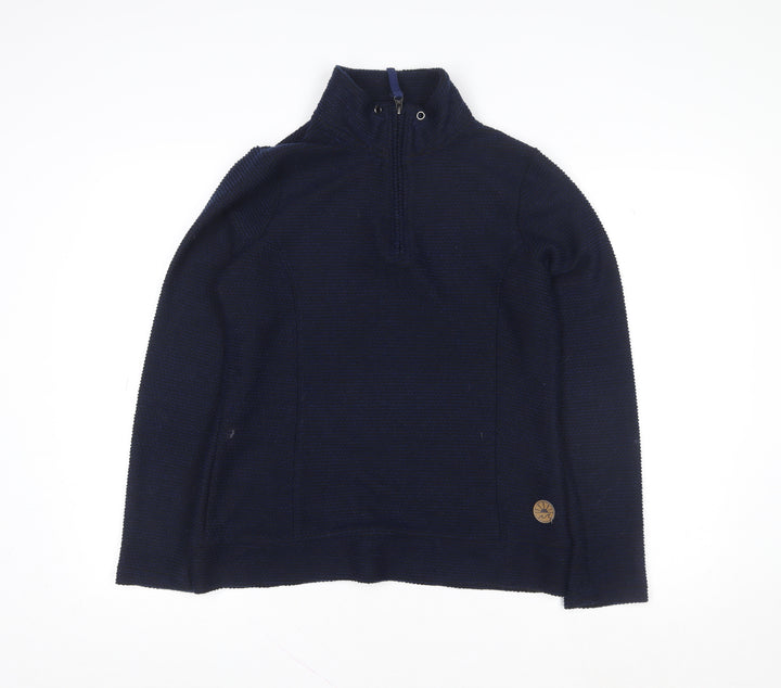 Crane Men Blue High Neck 1/2 Zip Pullover Sweatshirt M