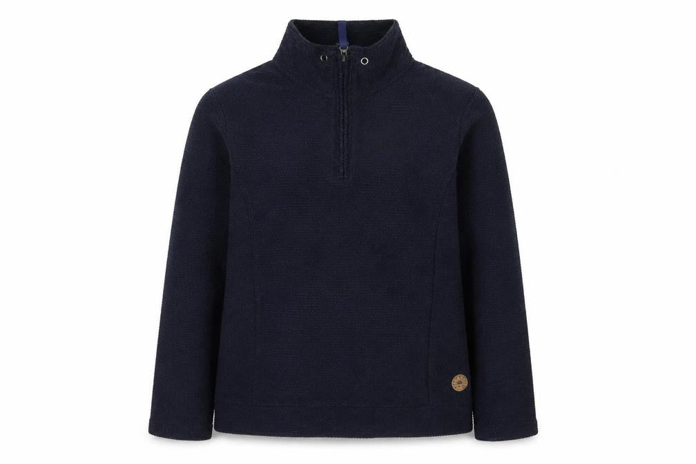 Front view of Crane Men Blue High Neck 1/2 Zip Pullover Sweatshirt M