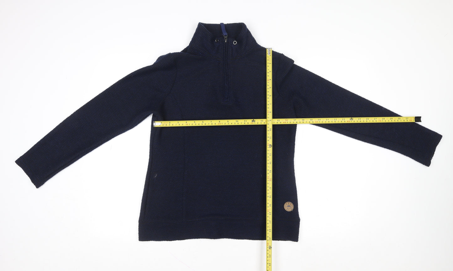 Crane Men Blue High Neck 1/2 Zip Pullover Sweatshirt M