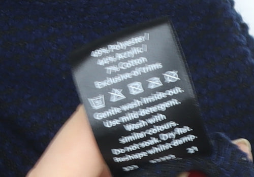 Crane Men Blue High Neck 1/2 Zip Pullover Sweatshirt M