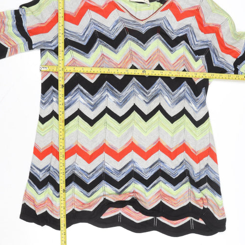 Oui Women Multicoloured Size 16 Shift Knee Length Dress