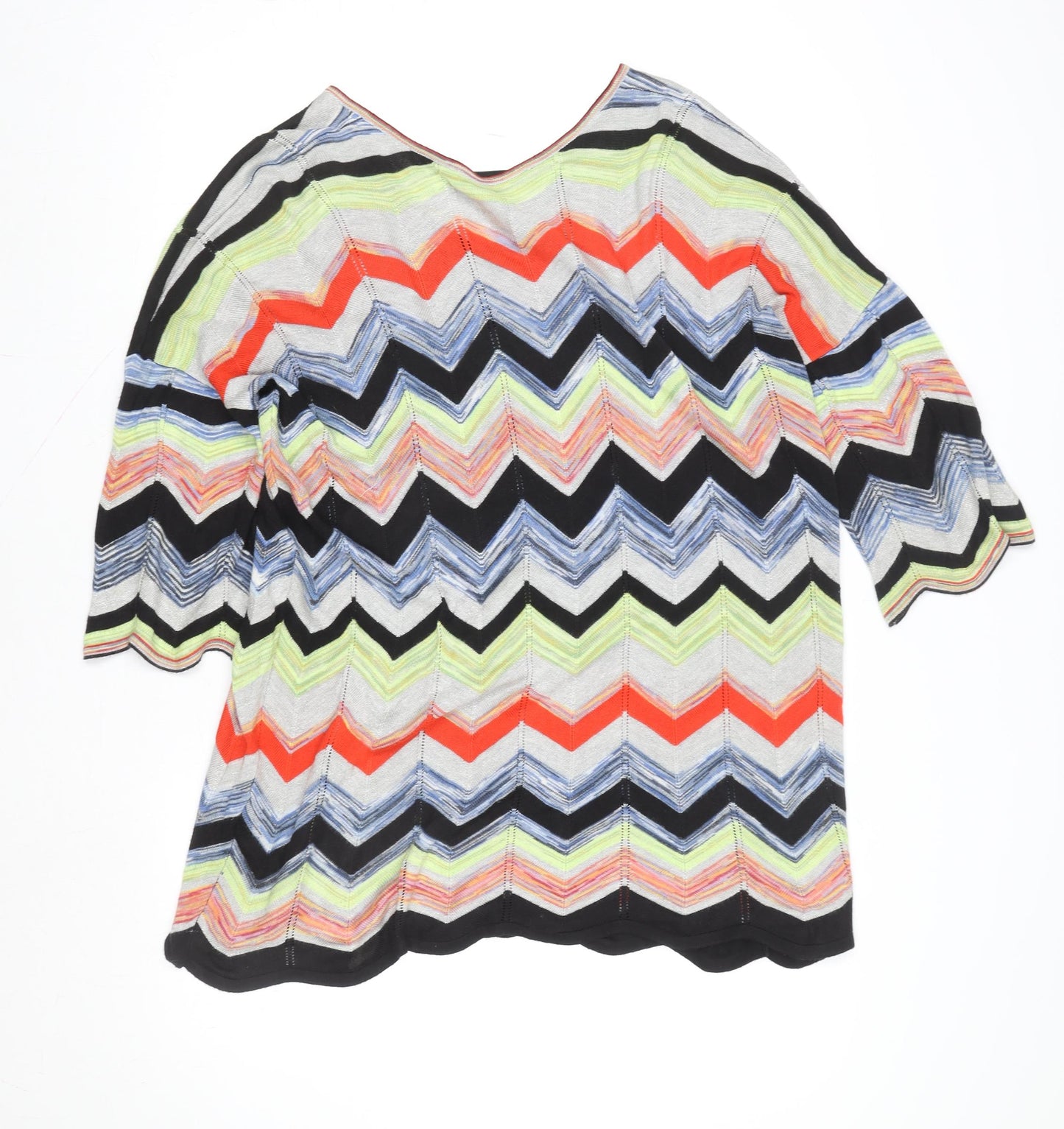 Oui Women Multicoloured Size 16 Shift Knee Length Dress