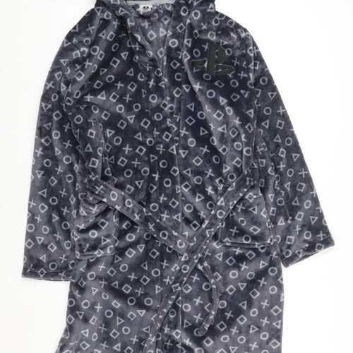PlayStation Boys Grey Fleece Hooded Robe 15-16 Years Gaming Nightwear