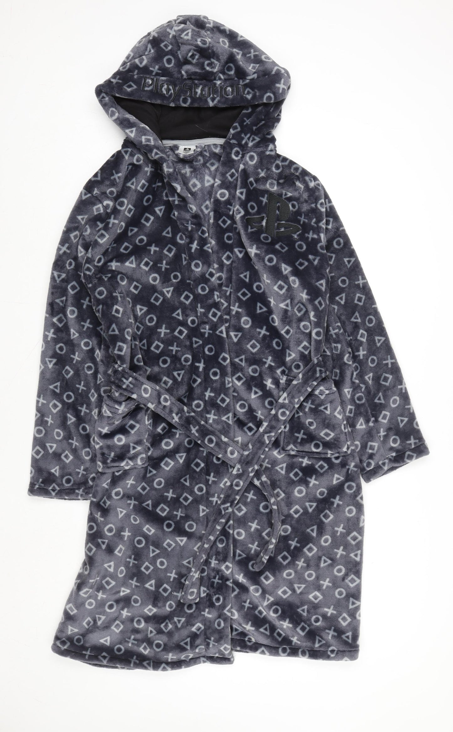 PlayStation Boys Grey Fleece Hooded Robe 15-16 Years Gaming Nightwear