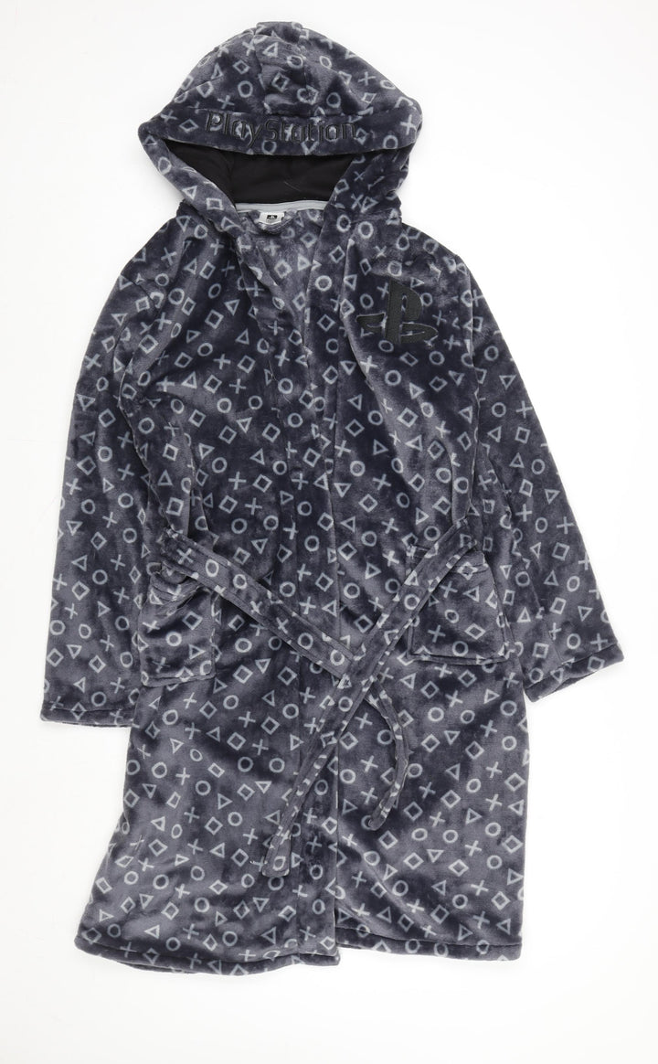 PlayStation Boys Grey Fleece Hooded Robe 15-16 Years Gaming Nightwear