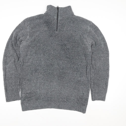Next Men’s Grey 1/4 Zip Knit Sweatshirt Jumper Size L