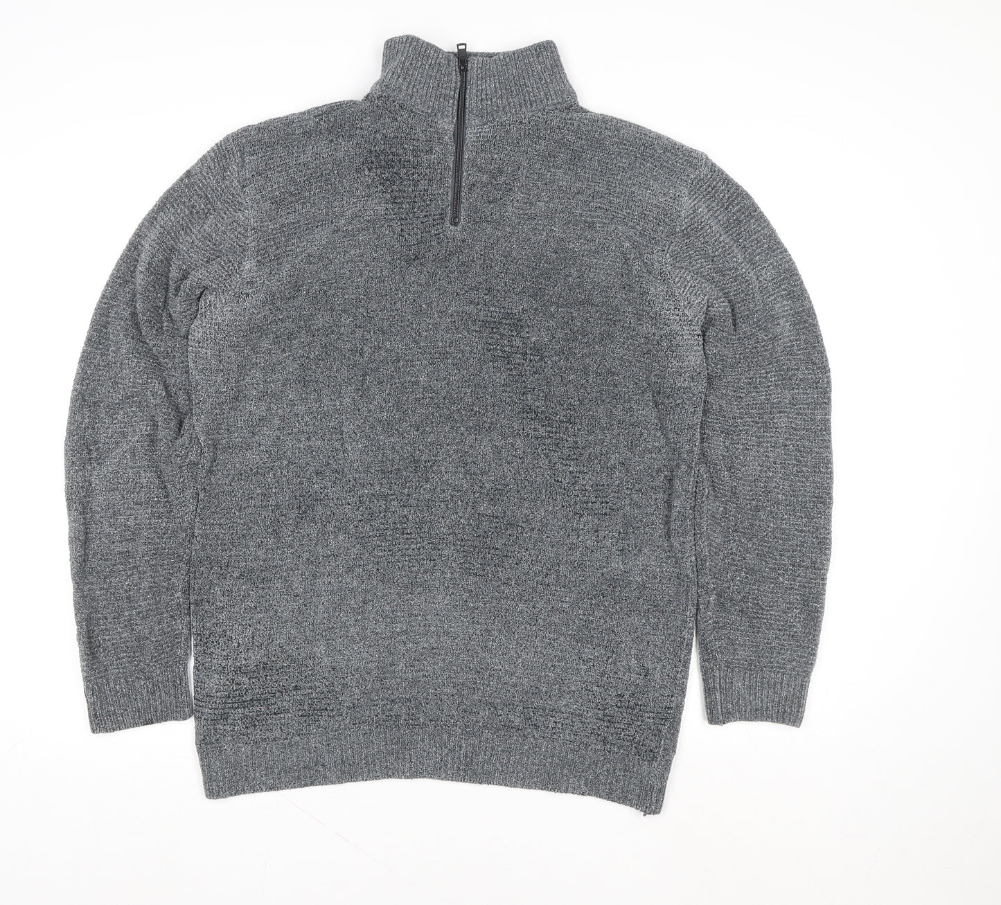 Next Men’s Grey 1/4 Zip Knit Sweatshirt Jumper Size L