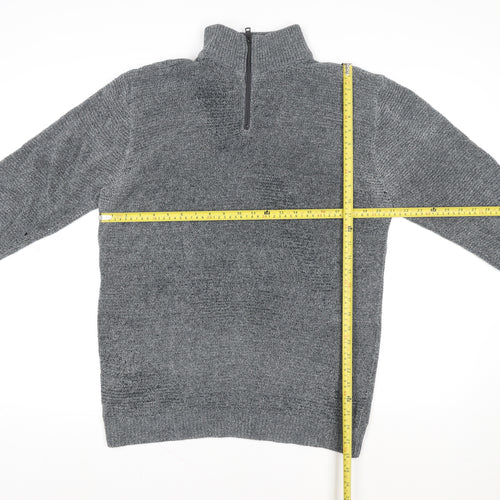 Next Men’s Grey 1/4 Zip Knit Sweatshirt Jumper Size L