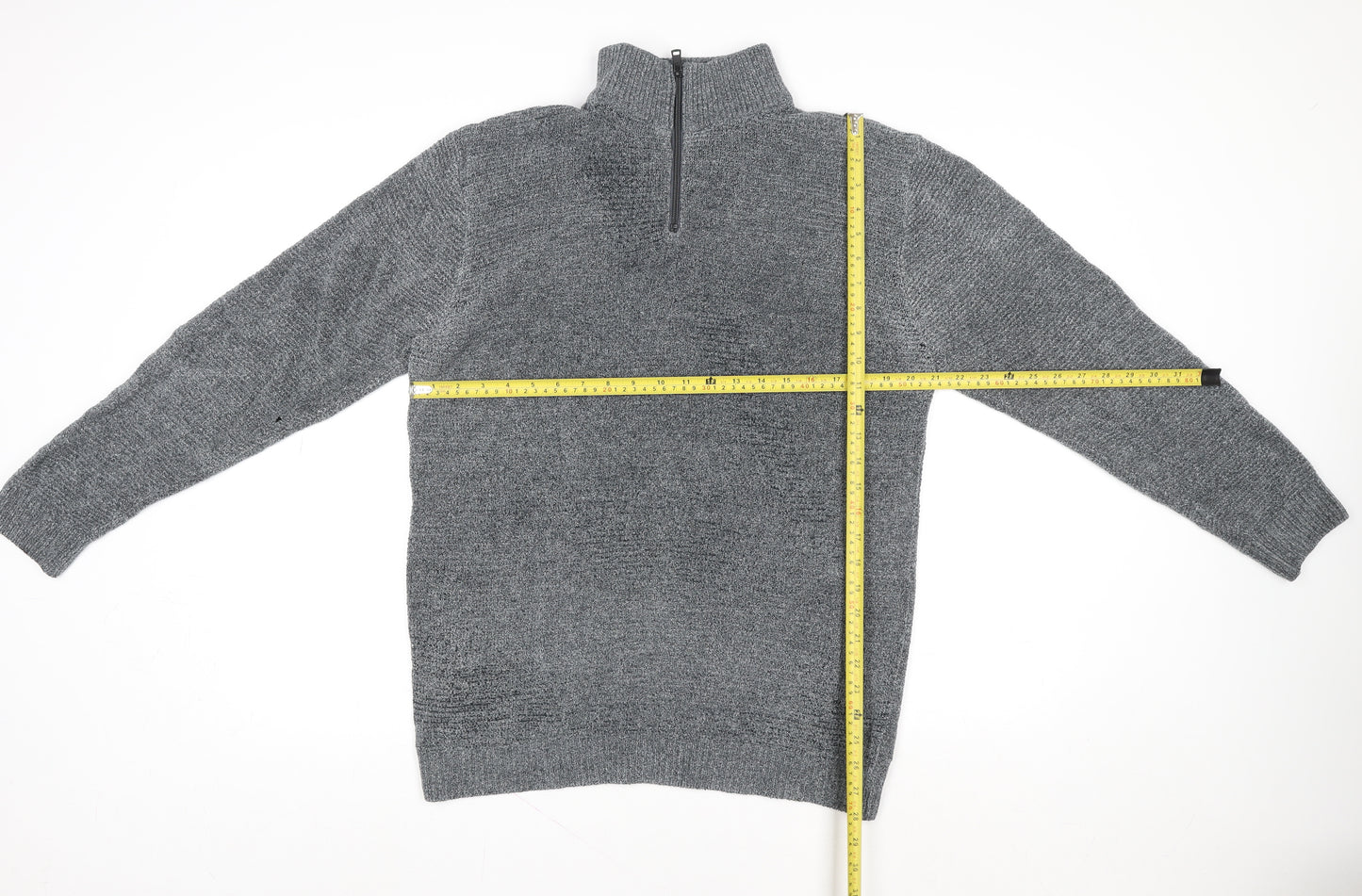 Next Men’s Grey 1/4 Zip Knit Sweatshirt Jumper Size L