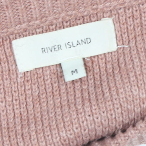 River Island Women's Pink Acrylic Knit Jumper Size M