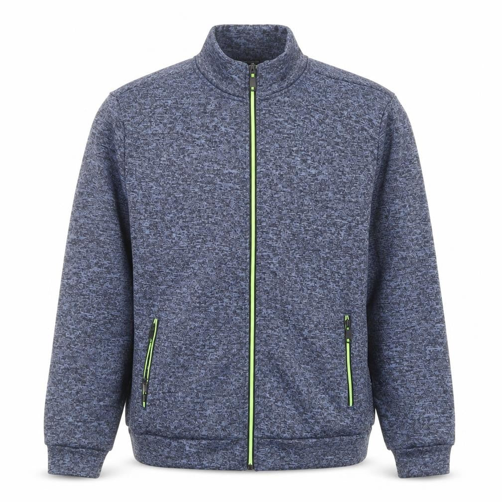 Front view of Slimwares Men's Blue Full Zip Polyester Fleece Jacket, size S