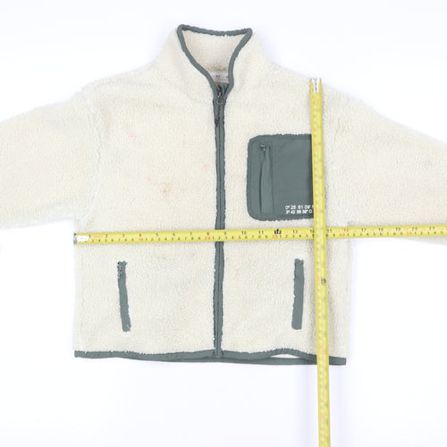 Zara Boys Ivory Fleece Full Zip Jacket 6-7 Years Warm Winter Outerwear