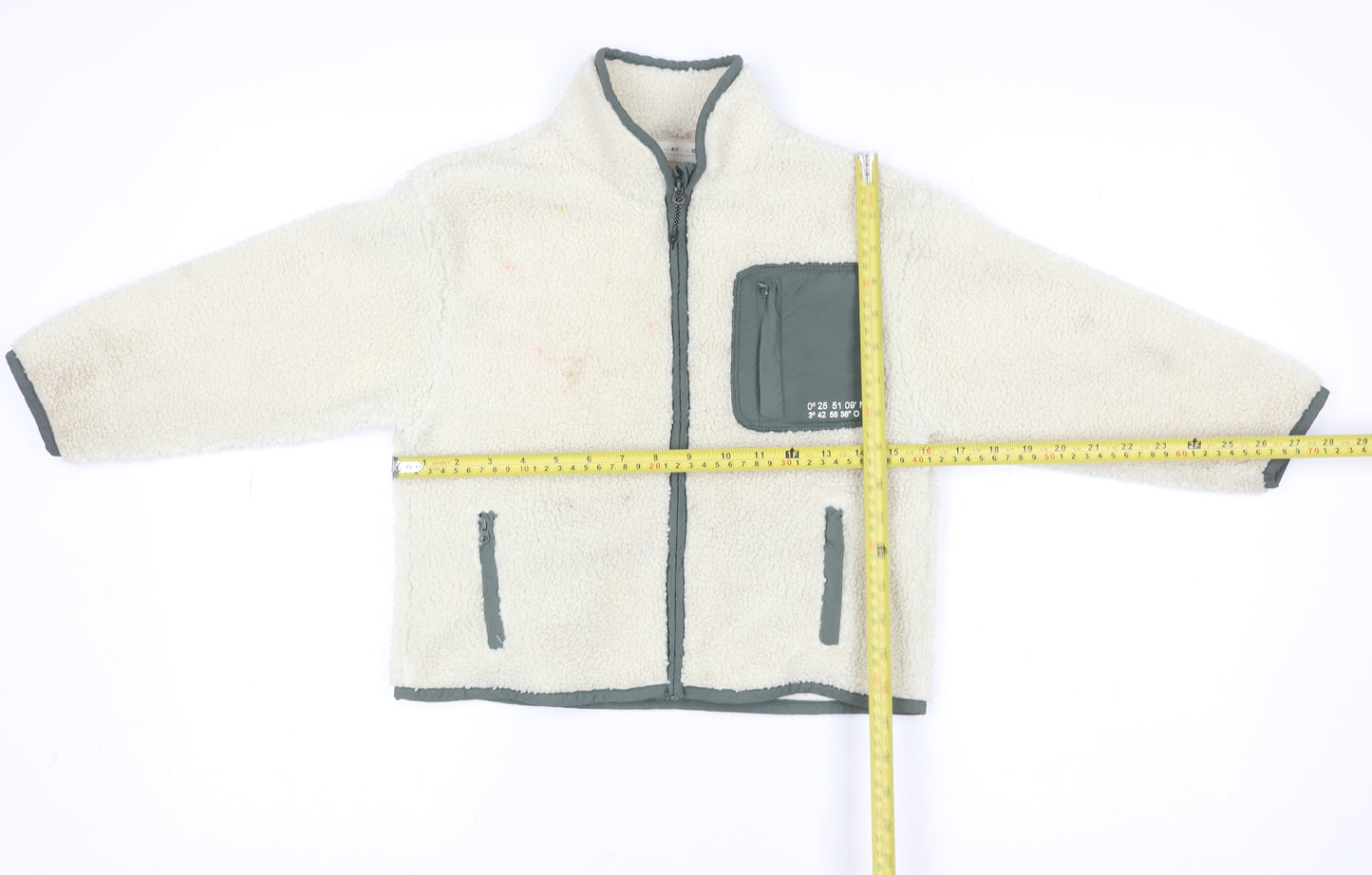 Zara Boys Ivory Fleece Full Zip Jacket 6-7 Years Warm Winter Outerwear