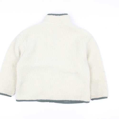 Zara Boys Ivory Fleece Full Zip Jacket 6-7 Years Warm Winter Outerwear
