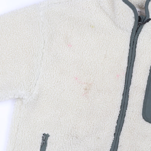 Zara Boys Ivory Fleece Full Zip Jacket 6-7 Years Warm Winter Outerwear
