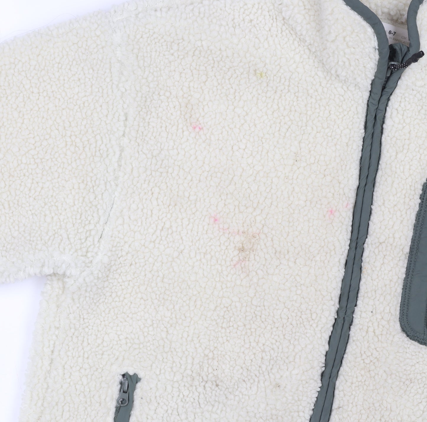 Zara Boys Ivory Fleece Full Zip Jacket 6-7 Years Warm Winter Outerwear