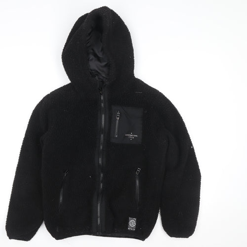 F&F Boys Black Hooded Fleece Zip Jacket 11-12 Years