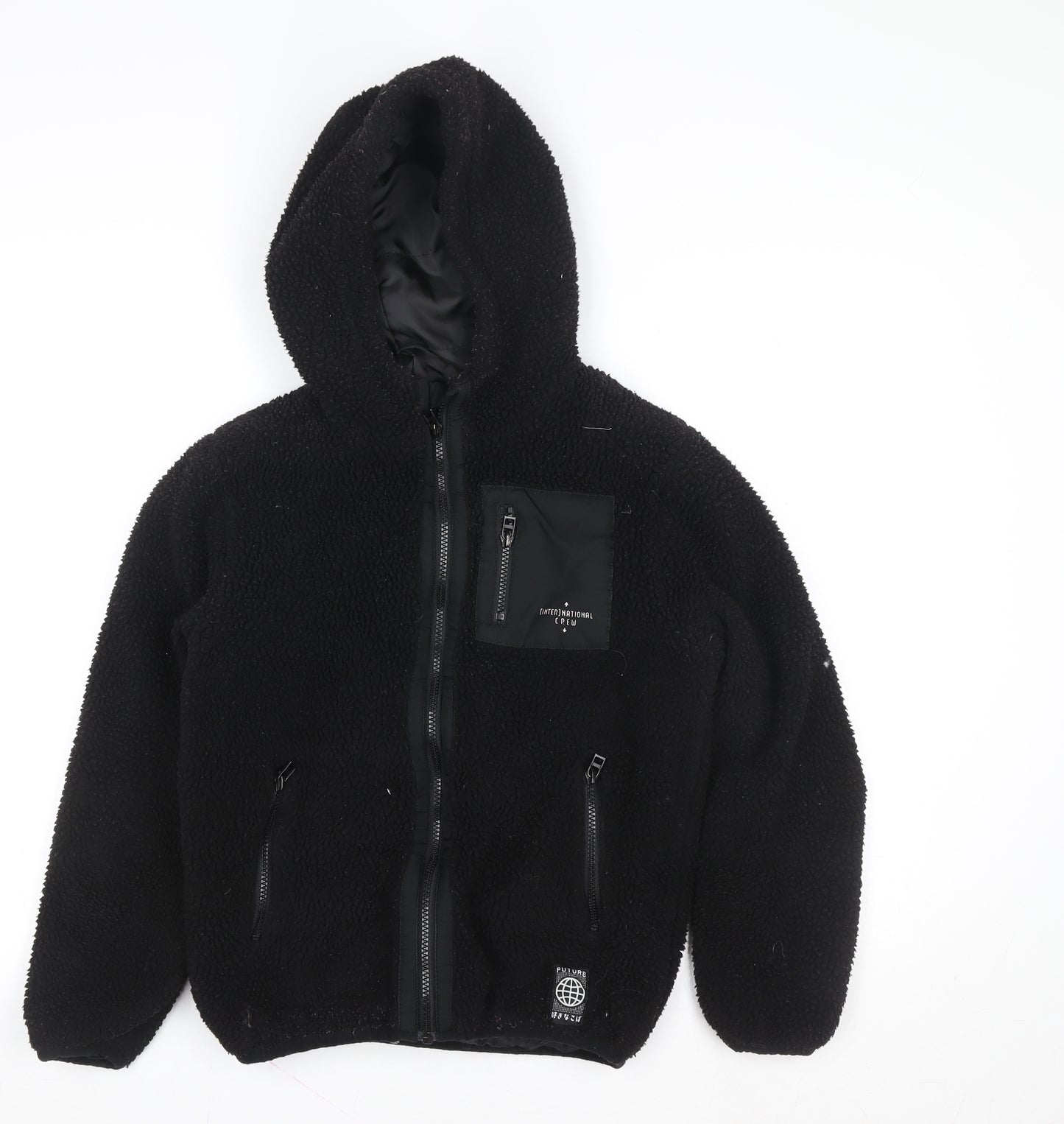 F&F Boys Black Hooded Fleece Zip Jacket 11-12 Years