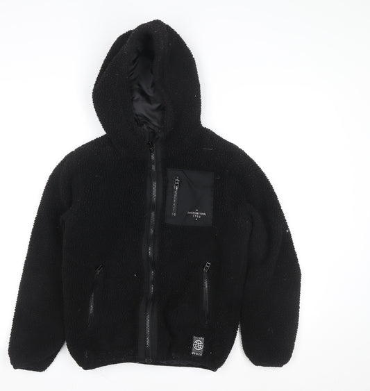 F&F Boys Black Hooded Fleece Zip Jacket 11-12 Years