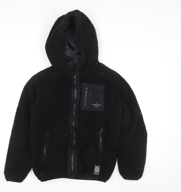 F&F Boys Black Hooded Fleece Zip Jacket 11-12 Years