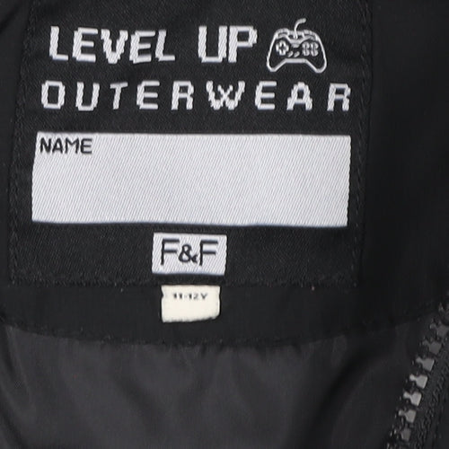 F&F Boys Black Hooded Fleece Zip Jacket 11-12 Years