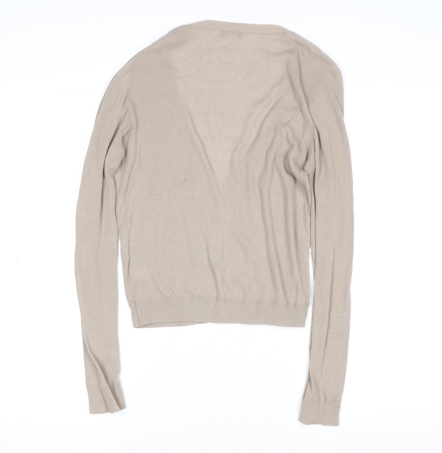 J.Crew Women Beige Sequin V-Neck Cotton Button-Up Cardigan M