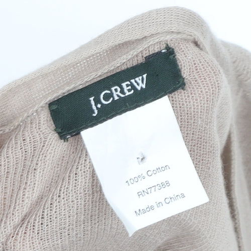 J.Crew Women Beige Sequin V-Neck Cotton Button-Up Cardigan M