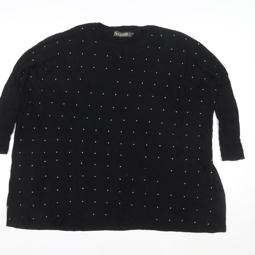 Paramour Women Black Beaded Tunic Blouse Size S Relaxed Fit