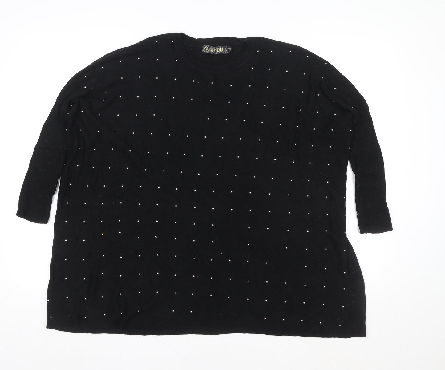 Paramour Women Black Beaded Tunic Blouse Size S Relaxed Fit