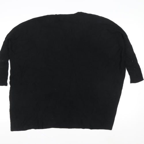 Paramour Women Black Beaded Tunic Blouse Size S Relaxed Fit