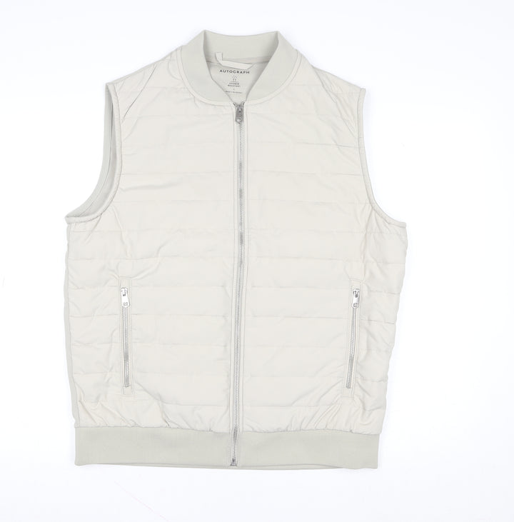 Marks and Spencer Women Beige L Shower Resistant Puffer Waistcoat