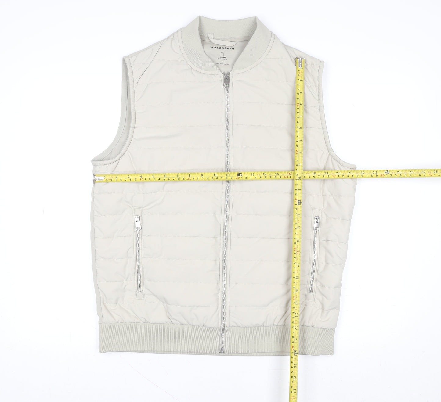 Marks and Spencer Women Beige L Shower Resistant Puffer Waistcoat