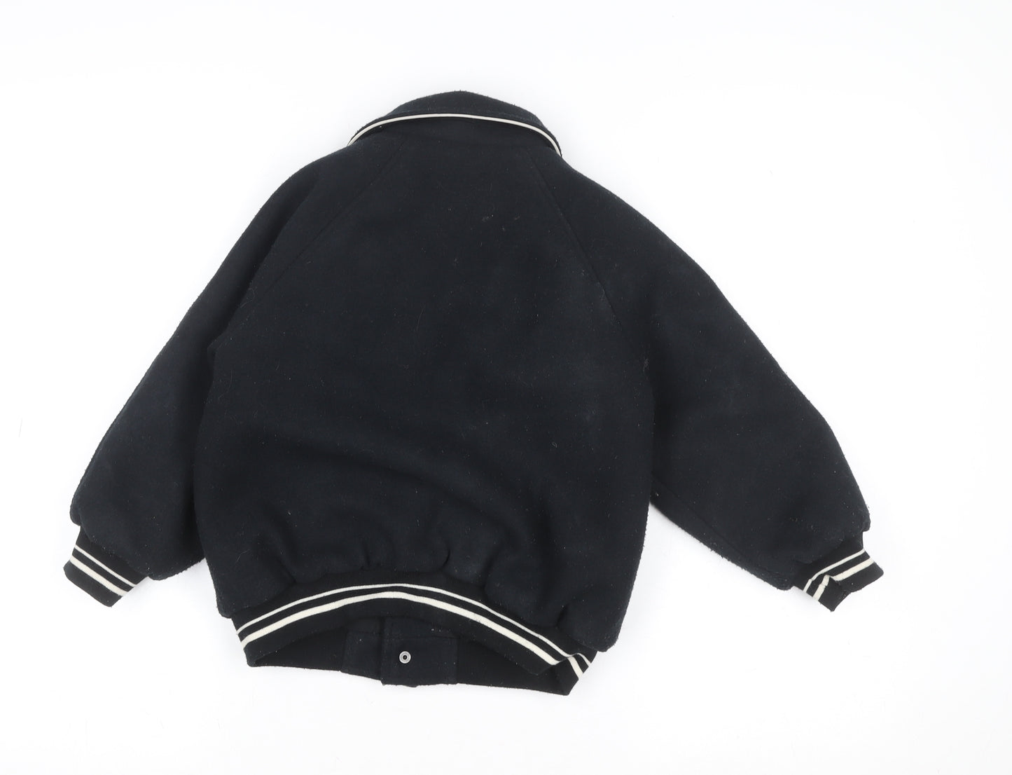 Zara Girls Black Varsity Jacket 6 Years Wool Blend Lined Button-Up
