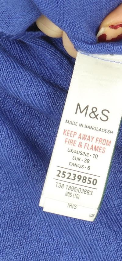 Marks and Spencer Womens Blue Pullover Sweater Size 10 Cotton Blend