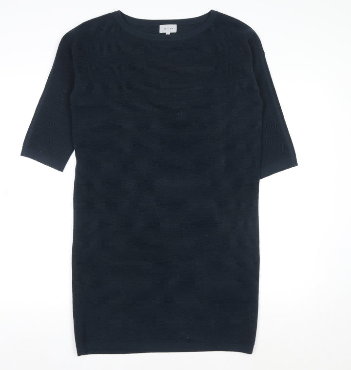 Jigsaw Women's Navy Wool Shift Dress Size S Knee Length