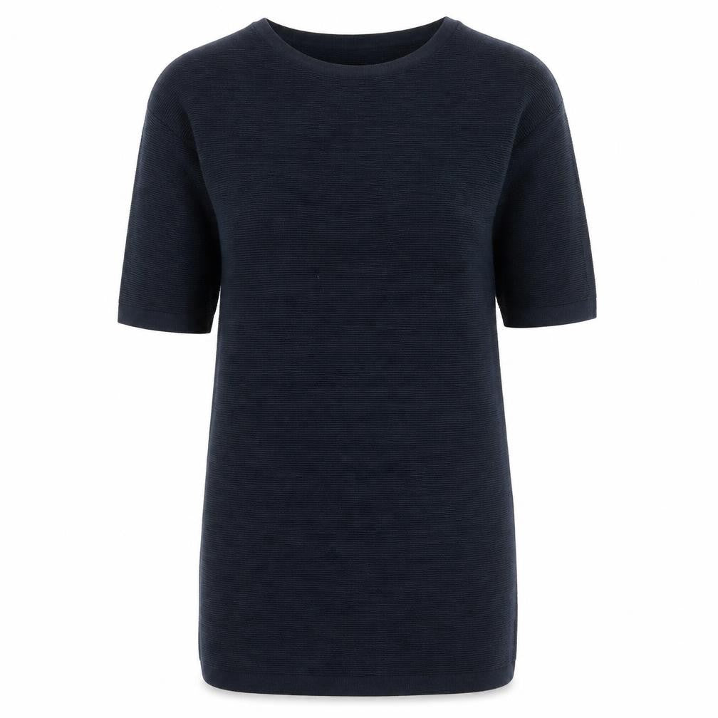 Front view of Jigsaw Women's Navy Wool Shift Dress, size S, Knee Length