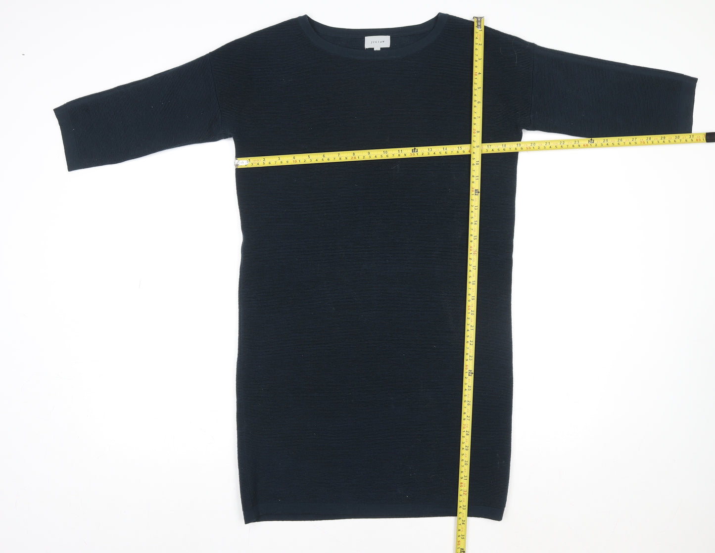 Jigsaw Women's Navy Wool Shift Dress Size S Knee Length