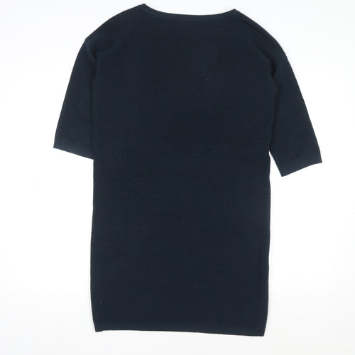 Jigsaw Women's Navy Wool Shift Dress Size S Knee Length