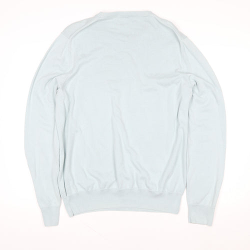 Marks and Spencer Men's Light Blue Cotton Crew Neck Sweatshirt L