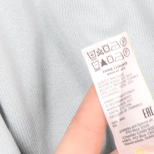 Marks and Spencer Men's Light Blue Cotton Crew Neck Sweatshirt L