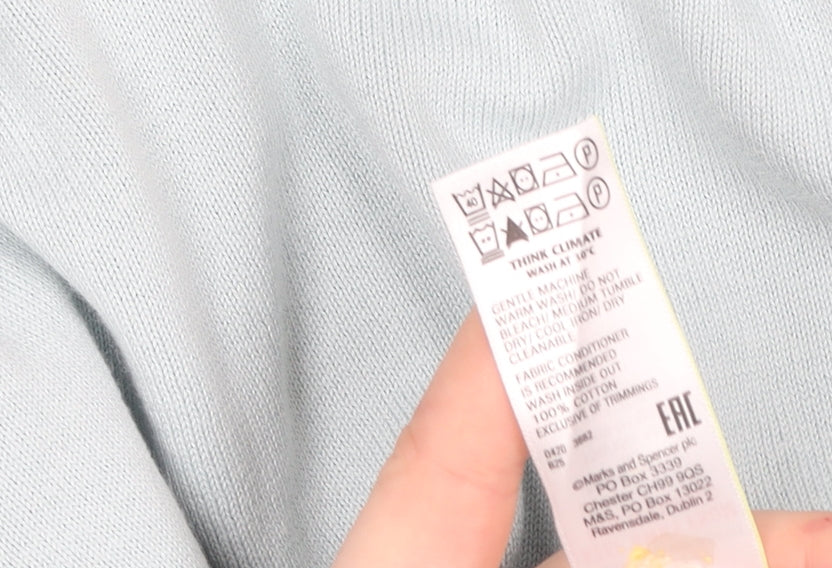 Marks and Spencer Men's Light Blue Cotton Crew Neck Sweatshirt L