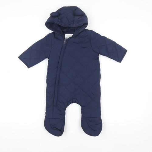 Primark Blue Quilted Hooded Snowsuit 3-6 Months Unisex Baby Winter Wear