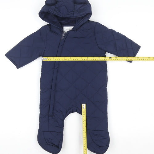 Primark Blue Quilted Hooded Snowsuit 3-6 Months Unisex Baby Winter Wear