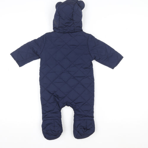 Primark Blue Quilted Hooded Snowsuit 3-6 Months Unisex Baby Winter Wear