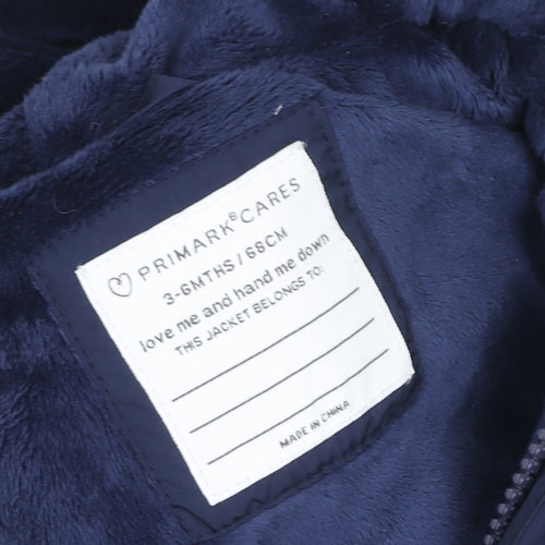 Primark Blue Quilted Hooded Snowsuit 3-6 Months Unisex Baby Winter Wear