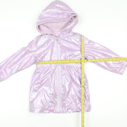 SHEIN Girls Purple Hooded Iridescent Puffer Coat 4 Years Lined Winter Jacket