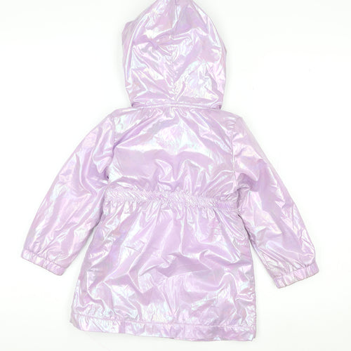 SHEIN Girls Purple Hooded Iridescent Puffer Coat 4 Years Lined Winter Jacket