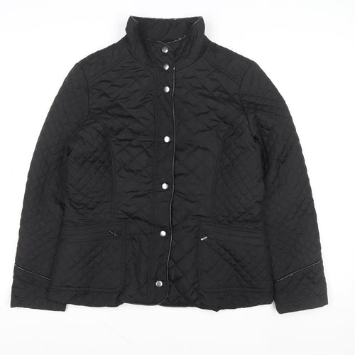 Wallis Womens Black Quilted Mid-Length Jacket Size 14