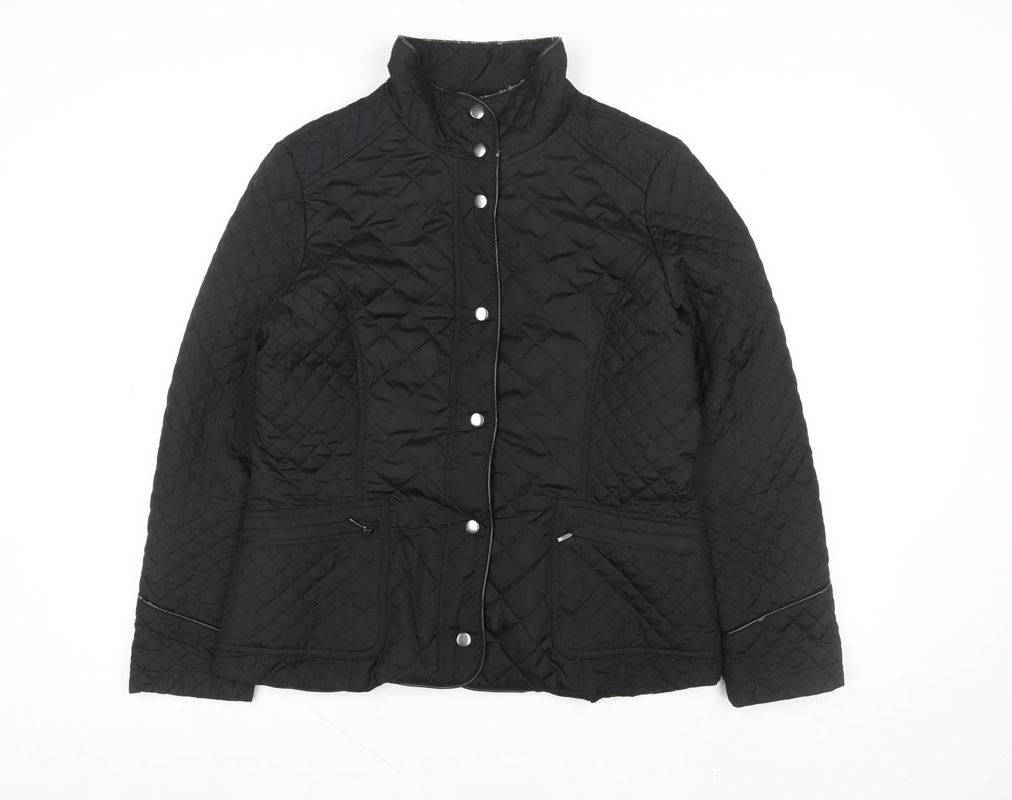 Wallis Womens Black Quilted Mid-Length Jacket Size 14