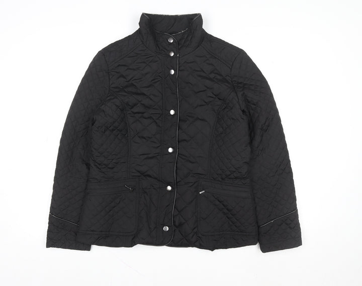 Wallis Womens Black Quilted Mid-Length Jacket Size 14